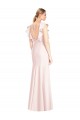 Cap Sleeves Pink Open Back Trumpet Bateau Neck Formal Dress / Bridesmaid Dress Maidstone