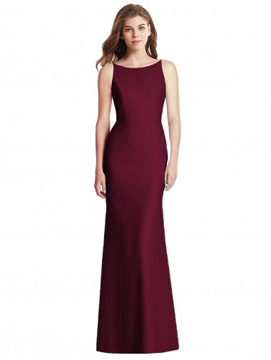 Sleeveless Burgundy Gold Open Back Trumpet Bateau Neck Semi Formal Evening Dress / Bridesmaid Dress Maidstone