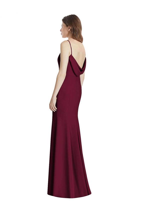 Sleeveless Burgundy Gold Open Back Trumpet Bateau Neck Semi Formal Evening Dress / Bridesmaid Dress Maidstone