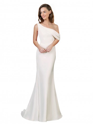 Sleeveless Ivory Sheath Stretch Crepe One Shoulder Formal Evening Gown / Prom Dress / Bridesmaid Dress Maidstone