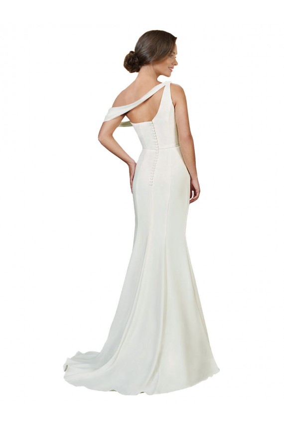 Sleeveless Ivory Sheath Stretch Crepe One Shoulder Formal Evening Gown / Prom Dress / Bridesmaid Dress Maidstone