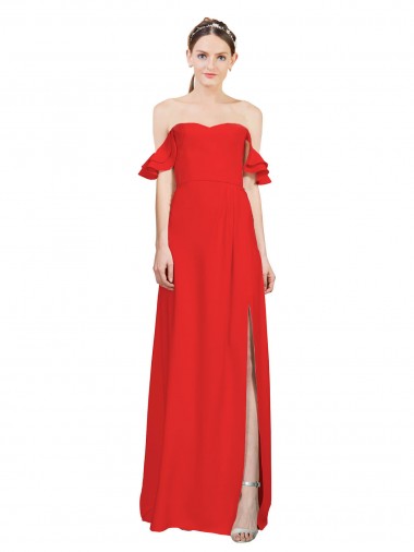 Sleeveless Red A-Line Off the Shoulder Formal Evening Gown / Prom Dress / Bridesmaid Dress Maidstone