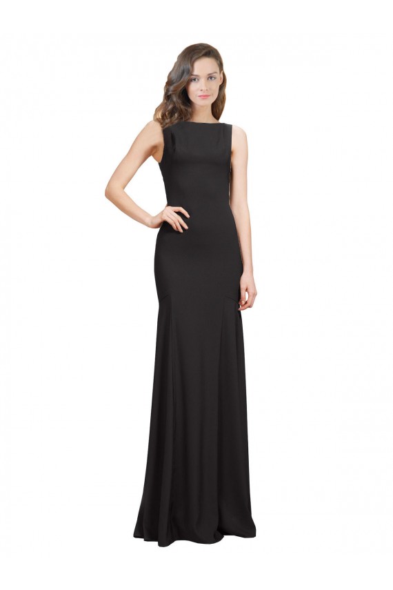 Sleeveless Black Open Back Mermaid Bateau Neck Prom Dress / Bridesmaid Dress Maidstone