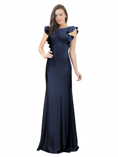 Sleeveless Dark Navy Keyhole Back Mermaid Bateau Neck Prom Dress / Bridesmaid Dress Maidstone