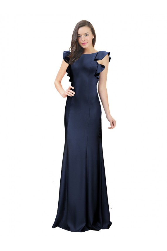Sleeveless Dark Navy Keyhole Back Mermaid Bateau Neck Prom Dress / Bridesmaid Dress Maidstone