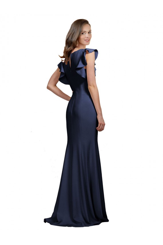Sleeveless Dark Navy Keyhole Back Mermaid Bateau Neck Prom Dress / Bridesmaid Dress Maidstone