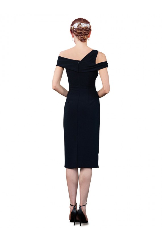 Sleeveless Dark Navy Mermaid Stretch Crepe Off the Shoulder Formal Evening Dress / Bridesmaid Dress Maidstone