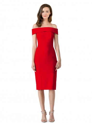 Sleeveless Red Sheath Off the Shoulder Formal Evening Gown / Prom Dress / Bridesmaid Dress Maidstone