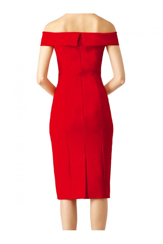 Sleeveless Red Sheath Off the Shoulder Formal Evening Gown / Prom Dress / Bridesmaid Dress Maidstone