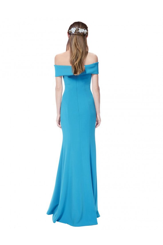 Sleeveless Peacock Blue Sheath Off the Shoulder Formal Dress / Bridesmaid Dress Maidstone