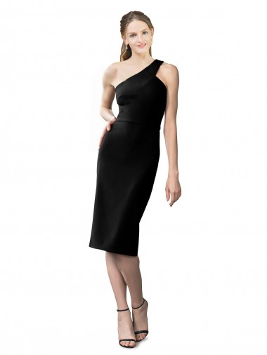 Sleeveless Black Sheath Stretch Crepe One Shoulder Formal Evening Gown / Prom Dress / Bridesmaid Dress Maidstone