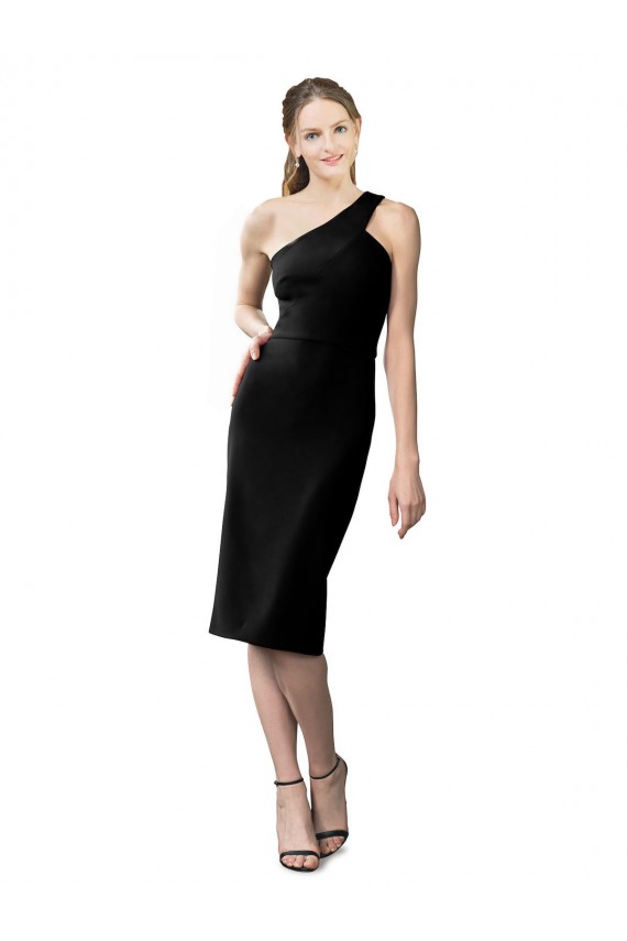 Sleeveless Black Sheath Stretch Crepe One Shoulder Formal Evening Gown / Prom Dress / Bridesmaid Dress Maidstone