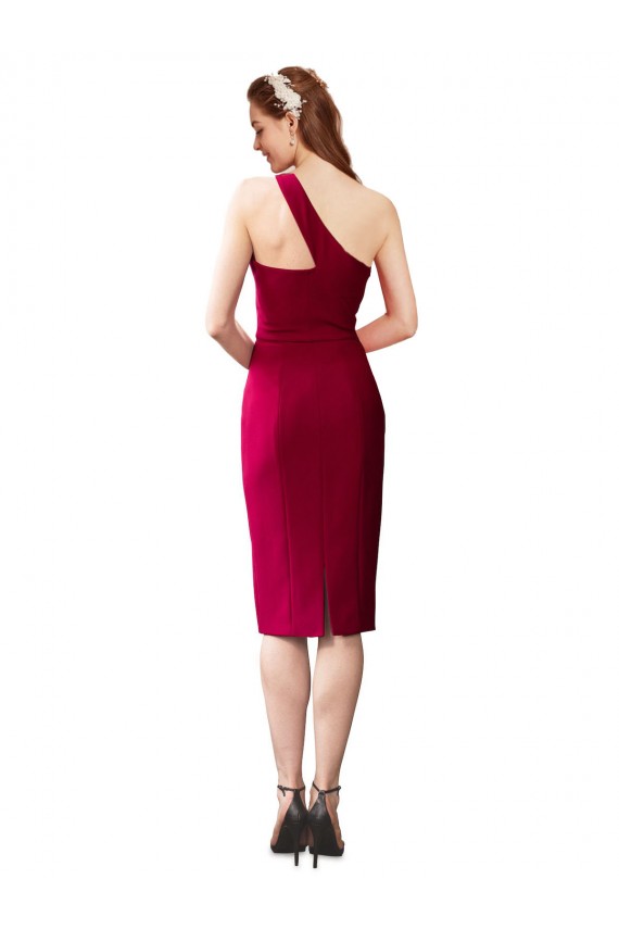 Sleeveless Black Sheath Stretch Crepe One Shoulder Formal Evening Gown / Prom Dress / Bridesmaid Dress Maidstone