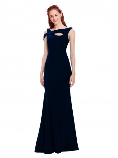 Sleeveless Dark Navy Mermaid Off the Shoulder Formal Evening Gown / Prom Dress / Bridesmaid Dress Maidstone
