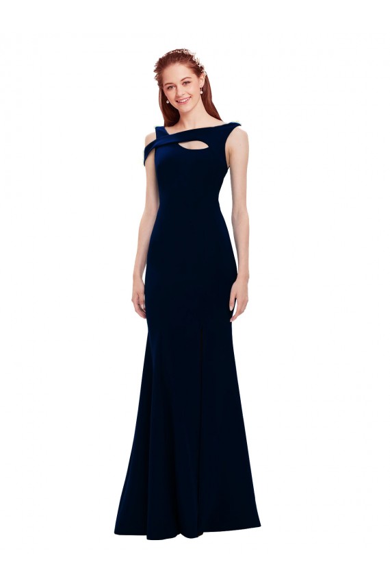 Sleeveless Dark Navy Mermaid Off the Shoulder Formal Evening Gown / Prom Dress / Bridesmaid Dress Maidstone