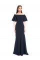 Short Sleeves Dark Navy Mermaid Off the Shoulder Bridesmaid Dress / Formal Dress Maidstone