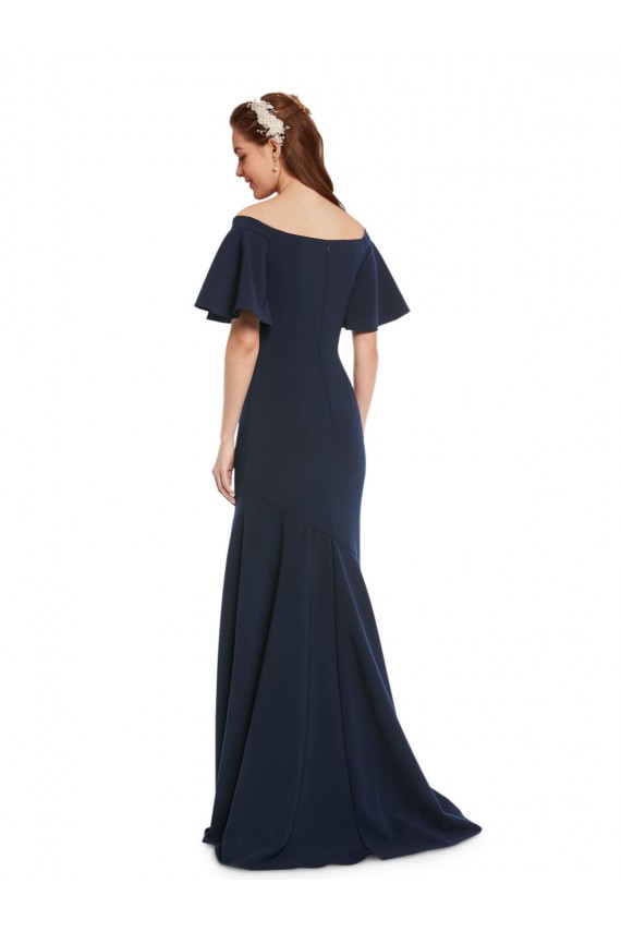 Short Sleeves Dark Navy Mermaid Off the Shoulder Bridesmaid Dress / Formal Dress Maidstone