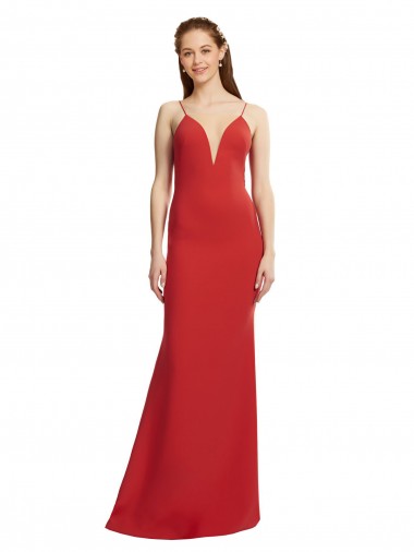 Sleeveless Red Open Back Mermaid Spaghetti Straps Formal Evening Gown / Prom Dress / Bridesmaid Dress Maidstone