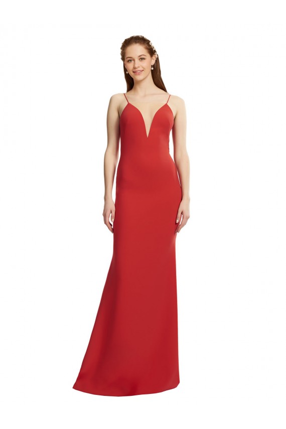Sleeveless Red Open Back Mermaid Spaghetti Straps Formal Evening Gown / Prom Dress / Bridesmaid Dress Maidstone