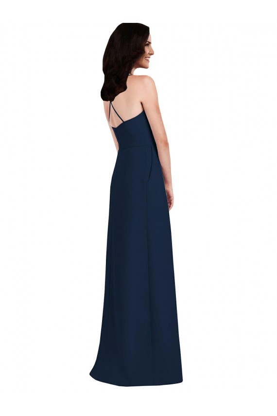 Sleeveless Dark Navy Criss Cross Open Back Trumpet Halter Neck Semi Formal Evening Dress / Bridesmaid Dress Maidstone