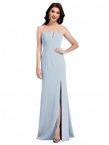 Sleeveless Light Sky Blue Low Back Trumpet V-Neck Bridesmaid Dress / Evening Dress Maidstone