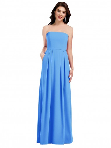 Sleeveless Peacock Blue Low Back Trumpet Strapless Semi Formal Evening Dress / Prom Dress / Bridesmaid Dress Maidstone