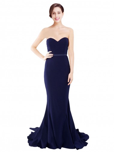 Sleeveless Dark Navy Low Back Mermaid Sweetheart Semi Formal Evening Dress / Prom Dress / Bridesmaid Dress Maidstone