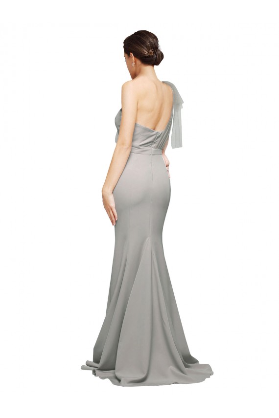 Sleeveless Oyster Silver Low Back Mermaid One Shoulder Formal Evening Gown / Prom Dress / Bridesmaid Dress Maidstone