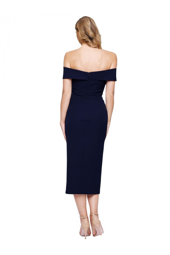 Sleeveless Dark Navy Mermaid Stretch Crepe Off the Shoulder Formal Evening Gown / Prom Dress / Bridesmaid Dress Maidstone