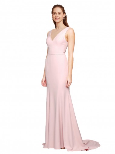 Sleeveless Pink V-Back A-Line V-Neck Black Tie Evening Dress / Prom Dress / Bridesmaid Dress Maidstone