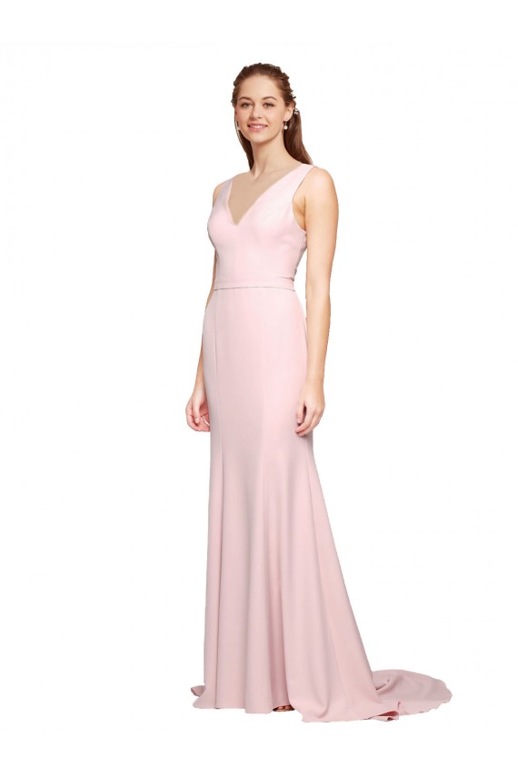 Sleeveless Pink V-Back A-Line V-Neck Black Tie Evening Dress / Prom Dress / Bridesmaid Dress Maidstone