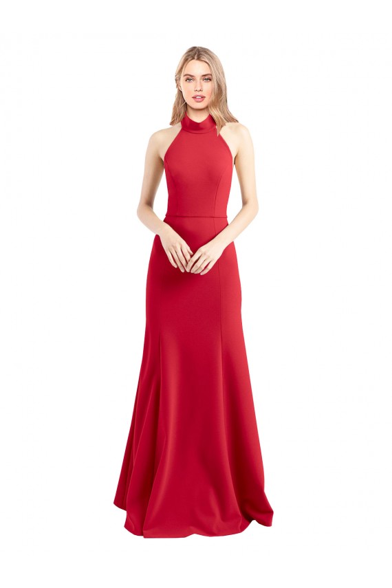 Sleeveless Red Open Back A-Line Halter Neck Formal Evening Gown / Prom Dress / Bridesmaid Dress Maidstone