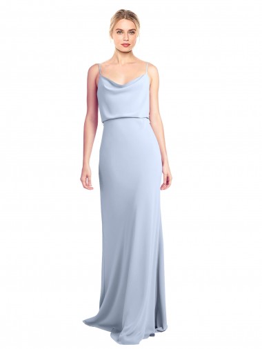 Sleeveless Light Sky Blue V-Back Sheath Cowl Neck Formal Dress / Bridesmaid Dress Maidstone