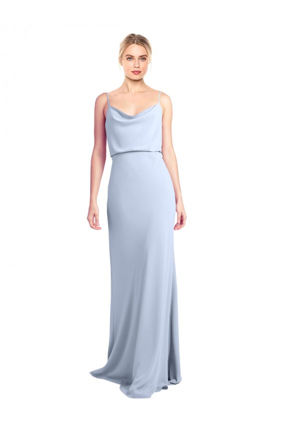 Sleeveless Light Sky Blue V-Back Sheath Cowl Neck Formal Dress / Bridesmaid Dress Maidstone
