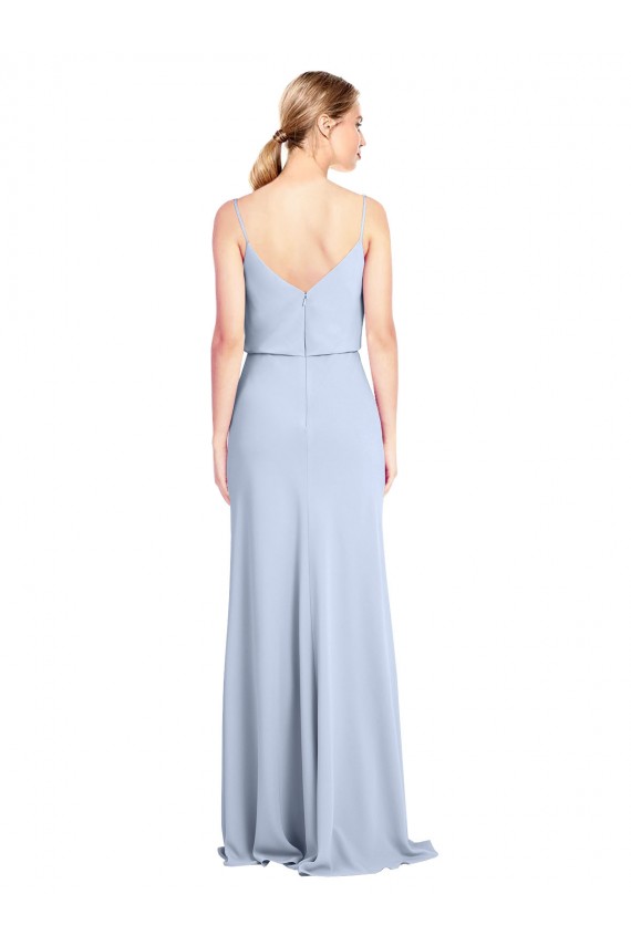 Sleeveless Light Sky Blue V-Back Sheath Cowl Neck Formal Dress / Bridesmaid Dress Maidstone