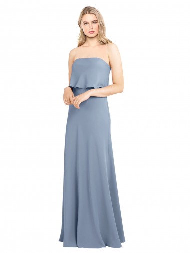Sleeveless Smoke Blue Sheath High Neck Formal Dress / Bridesmaid Dress Maidstone