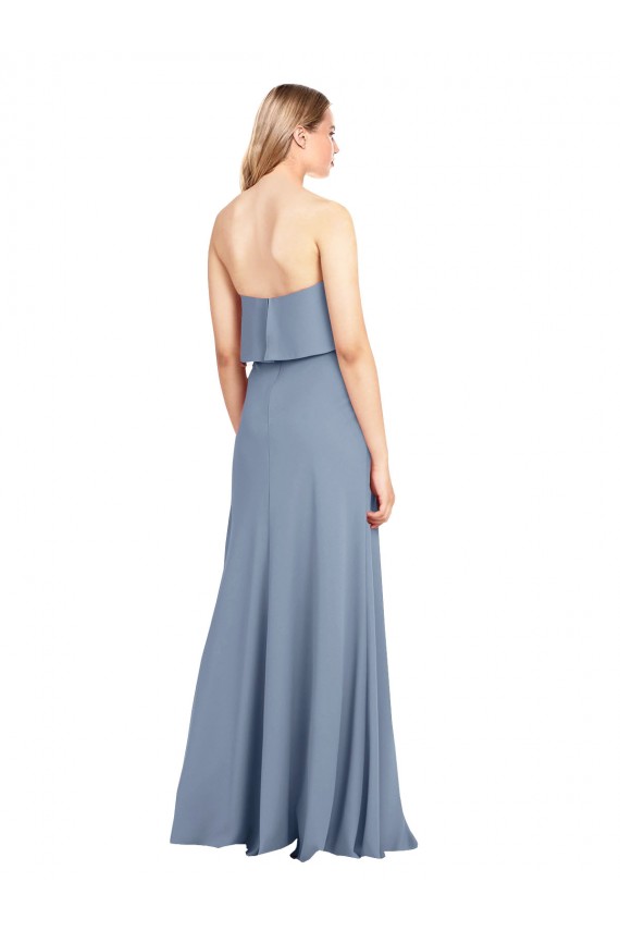 Sleeveless Smoke Blue Sheath High Neck Formal Dress / Bridesmaid Dress Maidstone