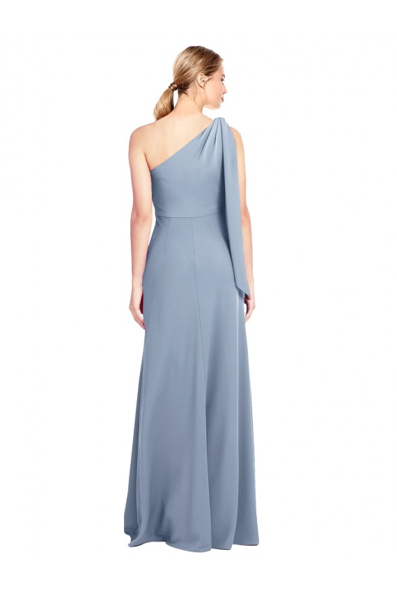 Flutter Sleeves Smoke Blue Sheath One Shoulder Formal Dress / Bridesmaid Dress Maidstone