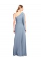 Flutter Sleeves Smoke Blue Sheath One Shoulder Formal Dress / Bridesmaid Dress Maidstone