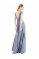 Cap Sleeves Smoke Blue Sheath V-Neck Prom Dress / Bridesmaid Dress Maidstone