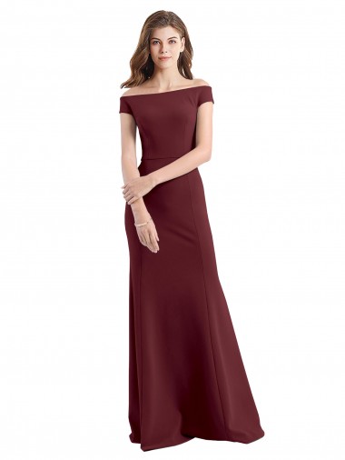 Sleeveless Burgundy Gold Sheath Off the Shoulder Prom Dress / Bridesmaid Dress Maidstone