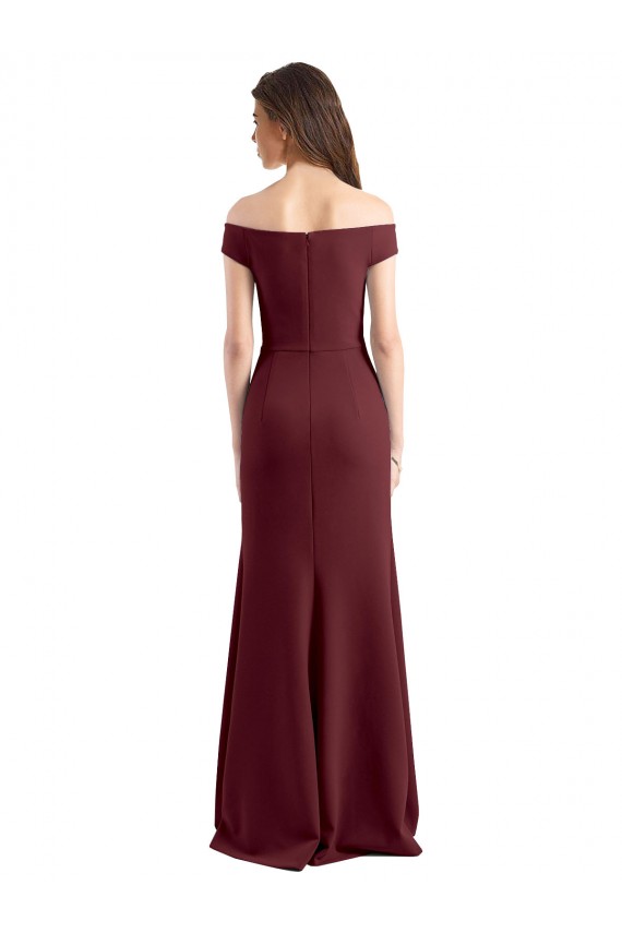 Sleeveless Burgundy Gold Sheath Off the Shoulder Prom Dress / Bridesmaid Dress Maidstone