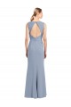Sleeveless Smoke Blue Open Back Sheath Boat Neck Bridesmaid Dress Maidstone