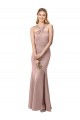 Sleeveless Dusty Pink Criss Cross Back Sheath Halter Neck Prom Dress / Bridesmaid Dress Maidstone