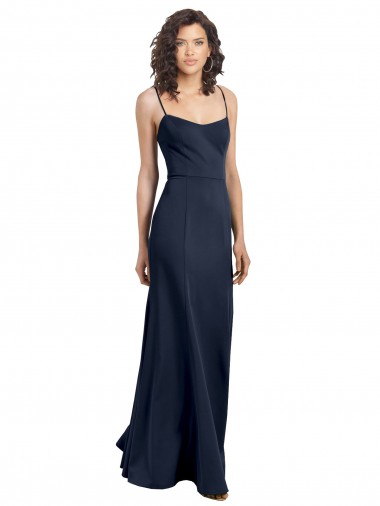 Sleeveless Dark Navy Low Back Sheath High Neck Formal Dress / Bridesmaid Dress Maidstone