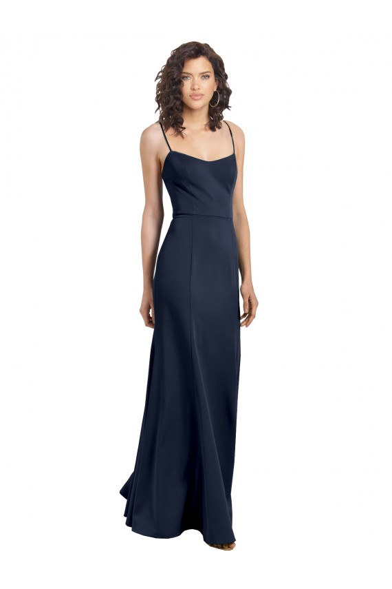 Sleeveless Dark Navy Low Back Sheath High Neck Formal Dress / Bridesmaid Dress Maidstone