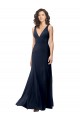 Sleeveless Dark Navy V-Back A-Line V-Neck Formal Dress / Bridesmaid Dress Maidstone