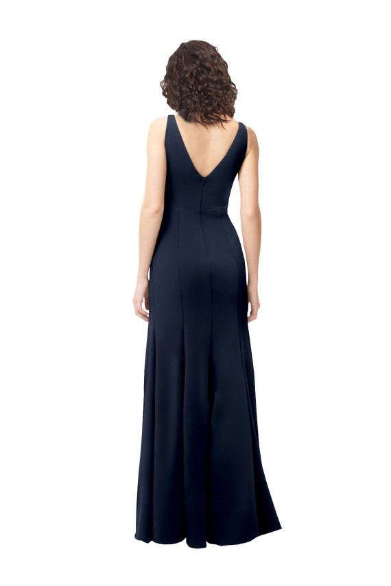 Sleeveless Dark Navy V-Back A-Line V-Neck Formal Dress / Bridesmaid Dress Maidstone