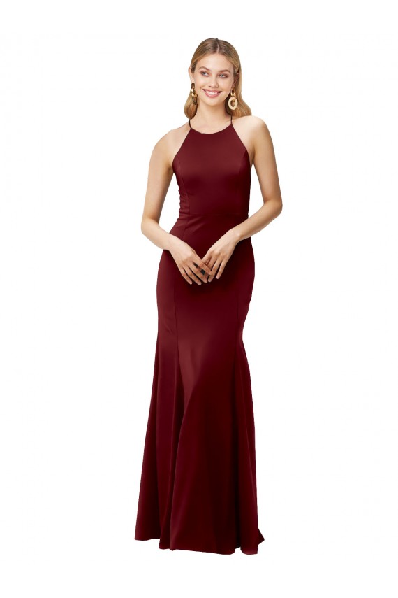 Sleeveless Burgundy Gold Criss Cross Back Mermaid Halter Neck Formal Evening Gown / Prom Dress / Bridesmaid Dress Maidstone