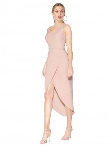 Sleeveless Mauve V-Back Mermaid Spaghetti Straps High Low Evening Gown / Prom Dress / Bridesmaid Dress Maidstone
